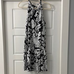 Loft Black and White Paisley Halter Dress